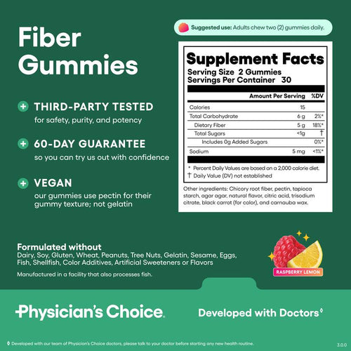 Physician’s Choice Fiber Gummies for Digestive Health & Regularity